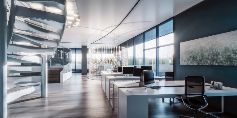 Corporate office interior modern design. Generative AI AIG18